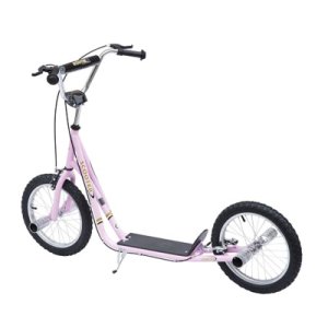 HOMCOM Non-Electric Pneumatic 16 Tyres Scooter-Pink
