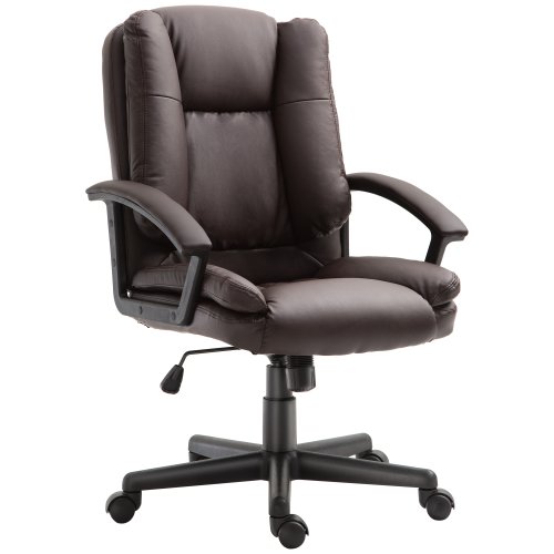 Homcom Office Chair Pu Leather Swivel Executive Armchair Pc Desk Computer Seat Height Adjustable Home Office Ergonomic -Brown|Aosom Ireland