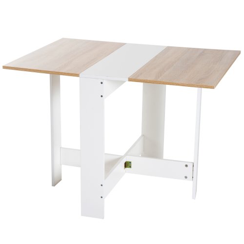 HOMCOM Particle Board Wooden Folding Dining Table Writing Computer Desk PC Workstation-Oak White Colour