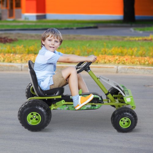Homcom Pedal Go Kart Go Karting For Kids Children'S Go Karts Kids Pedal Cart W/Adjustable Seat-Green | Aosom IE