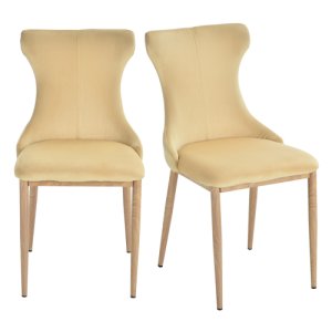 HOMCOM Polyester Upholstered Set-of-2 Dining Chairs Cream