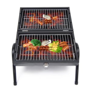 HOMCOM Portable Charcoal Trolley Barbecue Grill