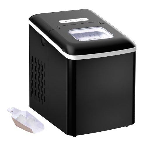 HOMCOM Portable Ice Maker Countertop, Bullet Ice Cube Machine, 12kg/24H Production, Automatic Cleaning, Visible Window Scoop & Basket|Aosom Ireland