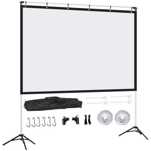 HOMCOM Projector Screen and Stand, 80 Inch Portable Front & Rear Projection Screen, 4K HD 16:9 Screen for Outdoor and Indoor | Aosom Ireland