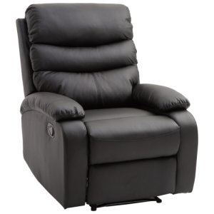 HOMCOM PU Leather Manual Recliner Armchair W/Footrest-Black