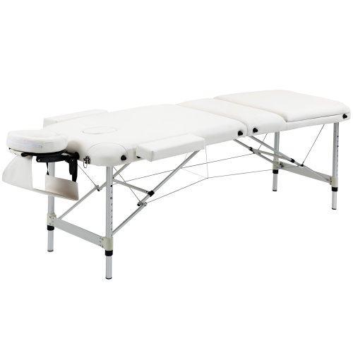 HOMCOM PVC Upholstered Portable Massage Table w/ Carry Case White NEXT DAY DELIVERY | Aosom Ireland