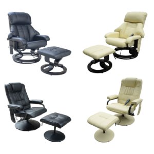 HOMCOM Reclining Massage Chair W/Footstool