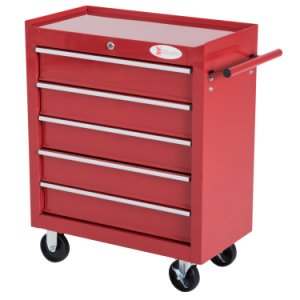 Durhand Homcom roller tool cabinet, 5 drawers-red