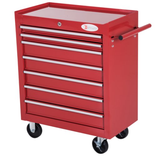 HOMCOM Roller Tool Cabinet, 7 Drawers-Red