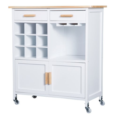 HOMCOM Rolling Kitchen Cart Sideboard Island Portable Serving Utility Storage Display Cabinet Trolley | Aosom Ireland