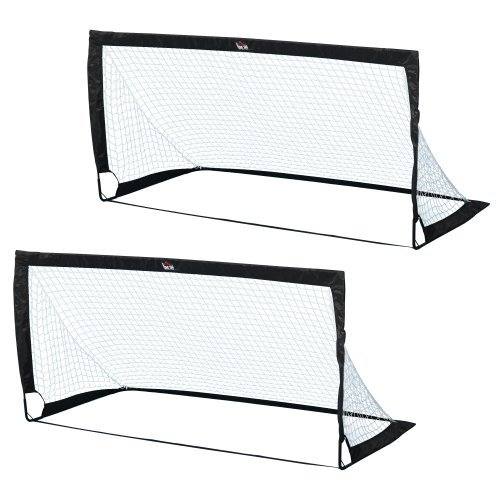 HOMCOM Set of 2 Football Goal Net 6 x 3 ft Foldable Outdoor Sport Training Kids Adults Soccer with Carrying Bag | Aosom Ireland
