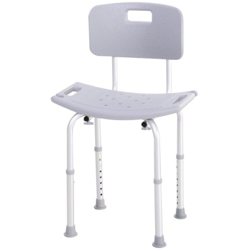 HOMCOM Shower Chair Bath Stool Bathtub Bench w/ Adjustable Seat Height Back Non-slip Feet for Elderly Pregnant Injured | Aosom Ireland