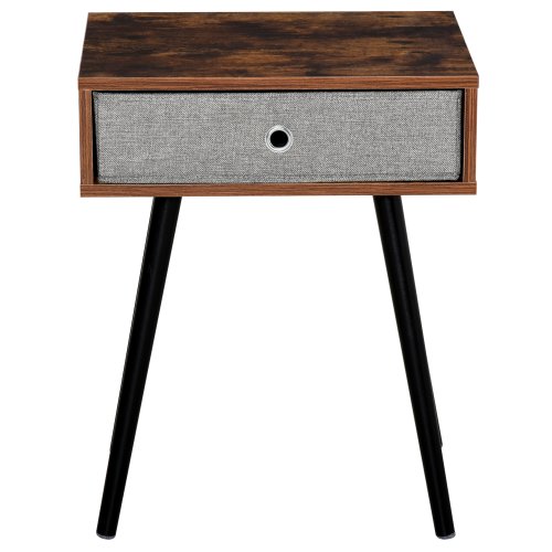 HOMCOM Side Table, Nightstand, End Table with Removable Fabric Drawer, Retro Style Accent Furniture with Wooden Legs  | Aosom IE