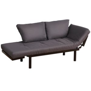 HOMCOM Steel Frame 3-Position Convertible Sigle Sofa Bed Black
