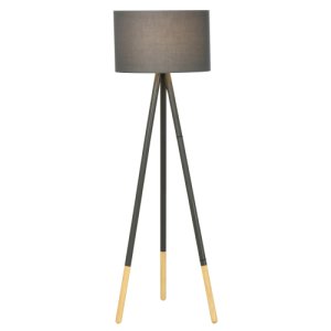 HOMCOM Stylish Detachable Tripod Stand Floor Lamp with TC Fabric Lampshade, Modern Land Lamp with Metal Base Living Room Bedroom Office Grey