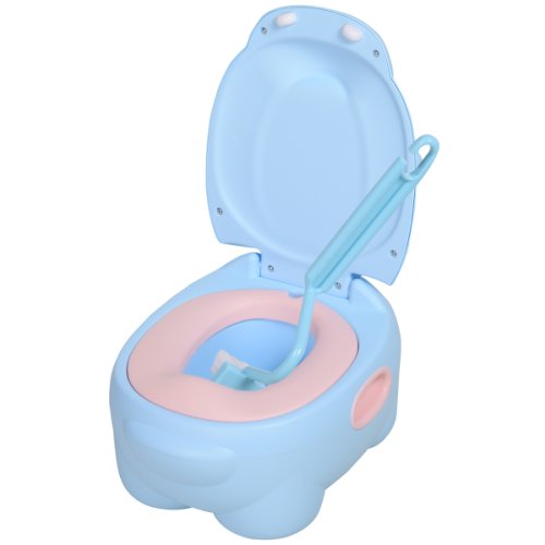 HOMCOM Toddler's Plastic Portable Lift-Top Hippo Toilet Trainer Potty Blue|Aosom Ireland