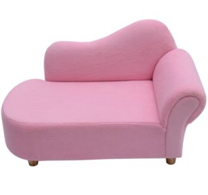 HOMCOM Velvet Kids Chaise Lounge Sofa-Pink