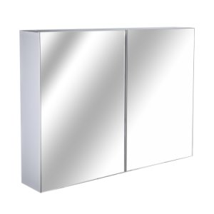 HOMCOM Wall Cabinet Mirror Bathroom Double Door Modern Lights