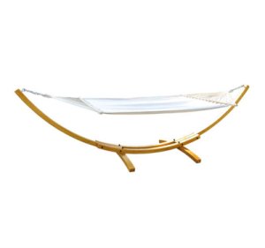 HOMCOM Wooden Double Hammock Swing Sun Bed Frame Stand