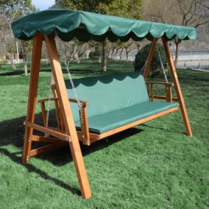 HOMCOM Wooden Garden 3-Seater Outdoor Swing Chair