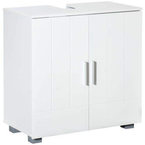 kleankin Pedestal Under Sink Cabinet, Modern Bathroom Vanity Unit, Storage Cupboard with Double Doors, Adjustable Shelf, White | Aosom Ireland