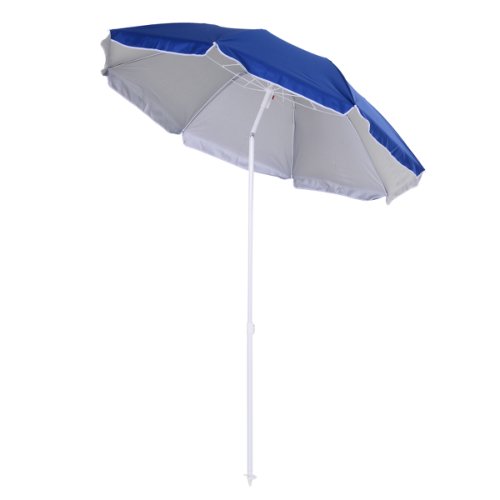 Outsunny 1.7m x 2m tilted steel frame beach parasol blue|aosom ireland