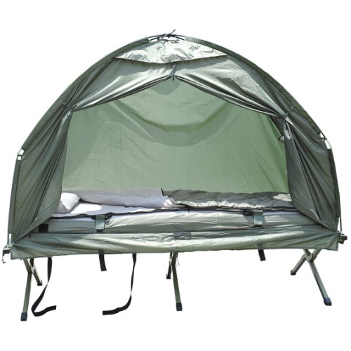 Outsunny 1-person Foldable Bag Tent W/ Sleeping Bag-Army  Green