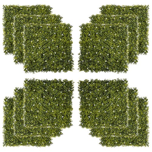 Outsunny 12PCS Artificial Boxwood Wall Panels 50cm Grass Privacy Fence Screen Faux Hedge Greenery Backdrop Encrypted Milan Grass | Aosom Ireland