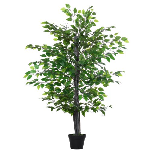 Outsunny 145cm Artificial Banyan Plant Faux Decorative Tree w/Cement Pot Vibrant Greenery Shrubbery Indoor Outdoor Business Accessory|Aosom Ireland