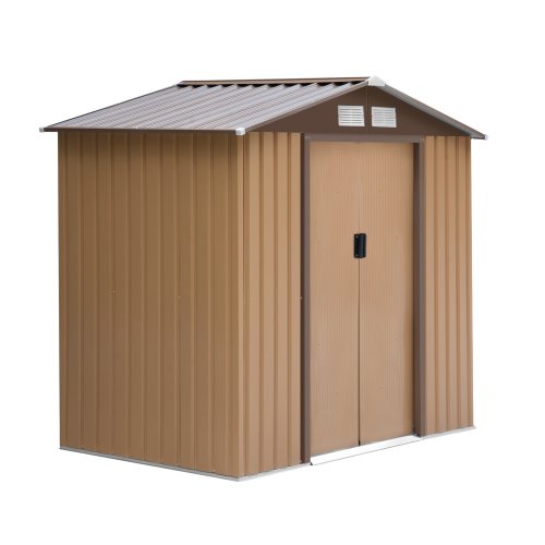 Outsunny 185H x 213L x 130Wcm Lockable Garden Shed Large Patio Roofed Tool Metal Storage Building Foundation Sheds Box | Aosom Ireland