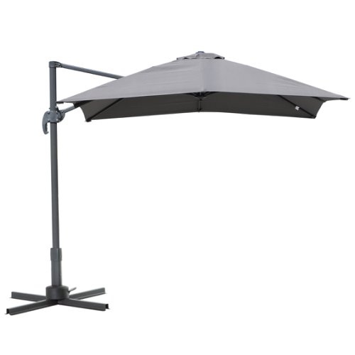 Outsunny 2.5 x 2.5m Patio Offset Parasol Umbrella Cantilever Hanging Sun Shade Canopy Shelter 360° Rotation W/ Cross Base - Grey | Aosom Ireland