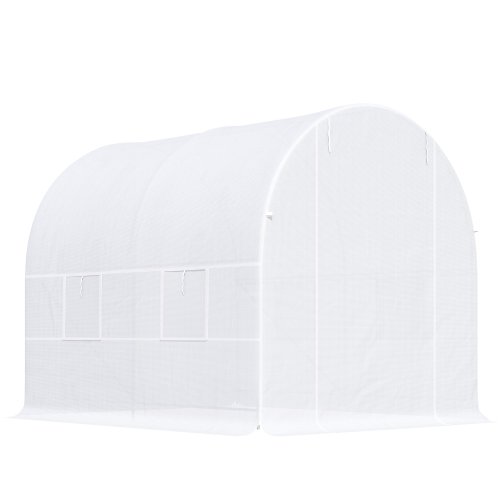 Outsunny 2.5 x 2 x 2 m Large Galvanized Steel Frame Outdoor Poly Tunnel Garden Walk-In Patio Greenhouse - White | Aosom Ireland