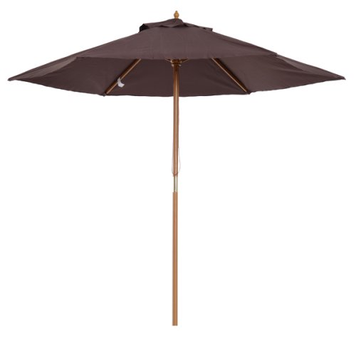 Outsunny 2.5m Wood Wooden Garden Parasol Sun Shade Patio Outdoor Umbrella Canopy New(Coffee) | Aosom Ireland