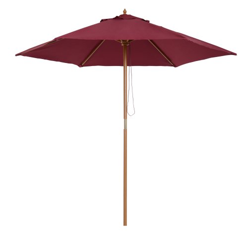 Outsunny 2.5m Wood Wooden Garden Parasol Sun Shade Patio Outdoor Umbrella Canopy New(Red Wine) | Aosom Ireland