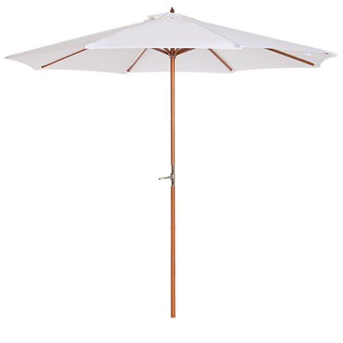 Outsunny 2.7m Wood Garden Parasol Sun Shade Patio Outdoor Market Umbrella Canopy w/ Top Vent Off-white | Aosom Ireland