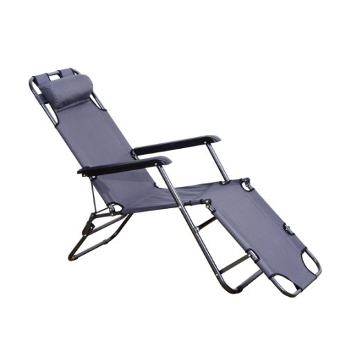 Outsunny 2 in 1 folding recline lounger-grey|aosom ireland