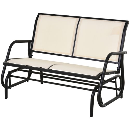 Outsunny 2-Person Outdoor Glider Bench Patio Double Swing Gliding Chair Loveseat w/Power Coated Steel Frame Beige | Aosom Ireland