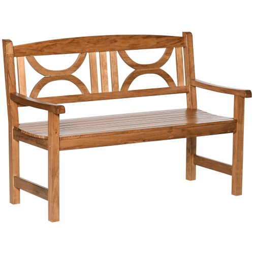 Outsunny 2-Seater Wooden Garden Bench Outdoor Patio Loveseat for Yard Lawn Porch Natural | Aosom Ireland
