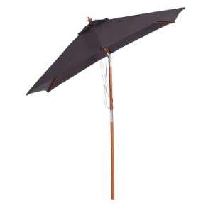 Outsunny 2 x 1.5m Patio Garden Parasol Sun Umbrella Sunshade Canopy Outdoor Backyard Furniture Wood Wooden Pole 6 Ribs Tilt Mechanism - Deep Grey