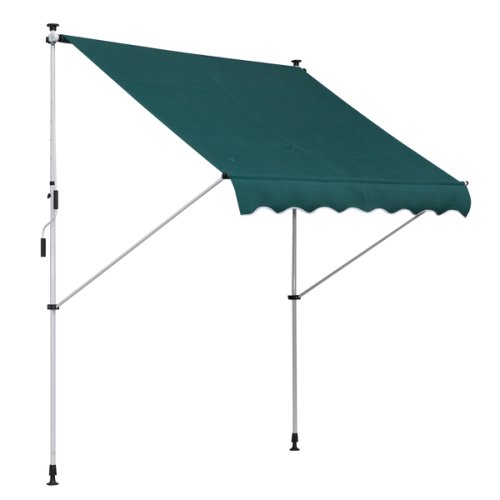 Outsunny 200 x 150cm Patio Adjustable Awning Floor- to-ceiling Retractable Shade,UV Protective - Green | Aosom Ireland