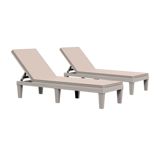 Outsunny 2PCs Patio Chaise Lounge Chair with 5-Level Adjustable Back Cushion Outdoor Garden Poolside|Aosom Ireland