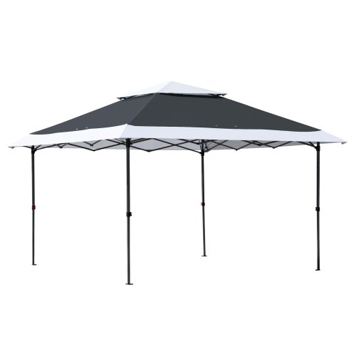 Outsunny 3.5 x 3.5m Outdoor Pop-Up Party Tent Canopy w/ Double Roof 3-Level Adjustable Height & Roller Bag Dark & | Aosom Ireland