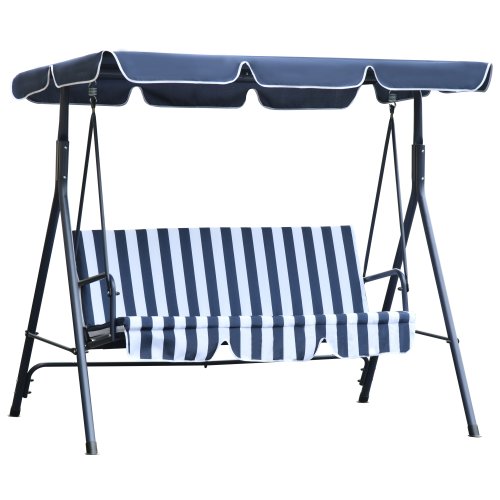 Outsunny 3 Seater Canopy Swing Chair Heavy Duty Outdoor Garden Bench W/ Sun Cover Metal Frame - | Aosom Ireland