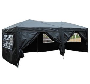 Outsunny 3 x 6m Garden Heavy Duty Pop Up Gazebo Marquee Party Tent Wedding Water Resistant Awning Canopy-Black