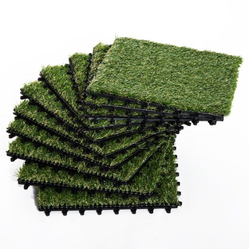 Outsunny 30 x 30cm Artificial Grass Turf with 25mm Pile Height Non-toxic Roll Grass Carpet Fake Grass Mat with Drainage Holes | Aosom Ireland