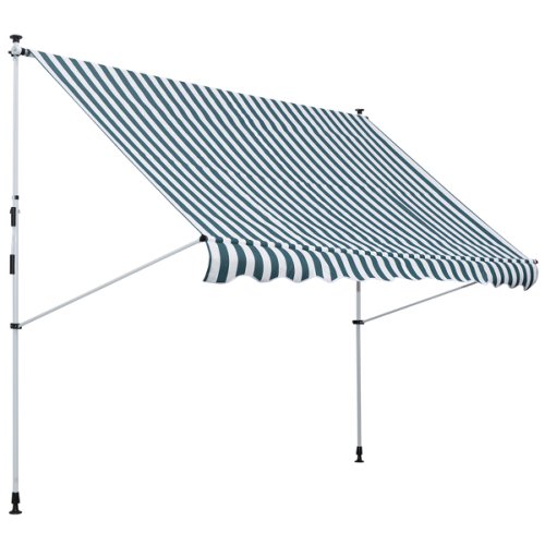 Outsunny 300 x 150cm Patio Adjustable Awning Floor- to-ceiling Retractable Shade,UV Protective - Green and White | Aosom Ireland