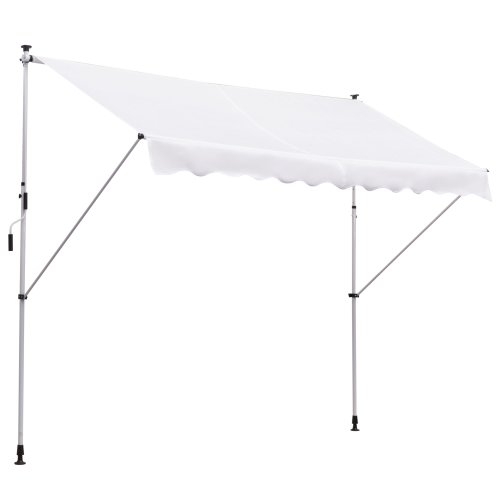 Outsunny 300 x 150cm Patio Adjustable Awning Floor- to-ceiling Retractable Shade,UV Protective - White | Aosom Ireland
