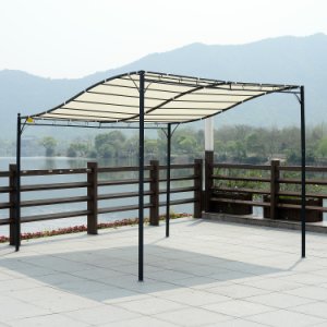 Outsunny 3m x 3m Wall Mounted Gazebo Awning Canopy Sun Shade Cover Garden Porch