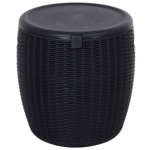Outsunny 45L Outdoor Rattan-Effect PP Lift-Top Ice Cooler Table Black|Aosom Ireland