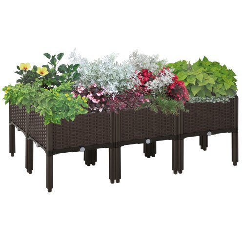 Outsunny 6-piece PP Raised Flower Bed Stackable Vegetable Herb Free Combination Grow Box w/ Drainage Holes | Aosom Ireland
